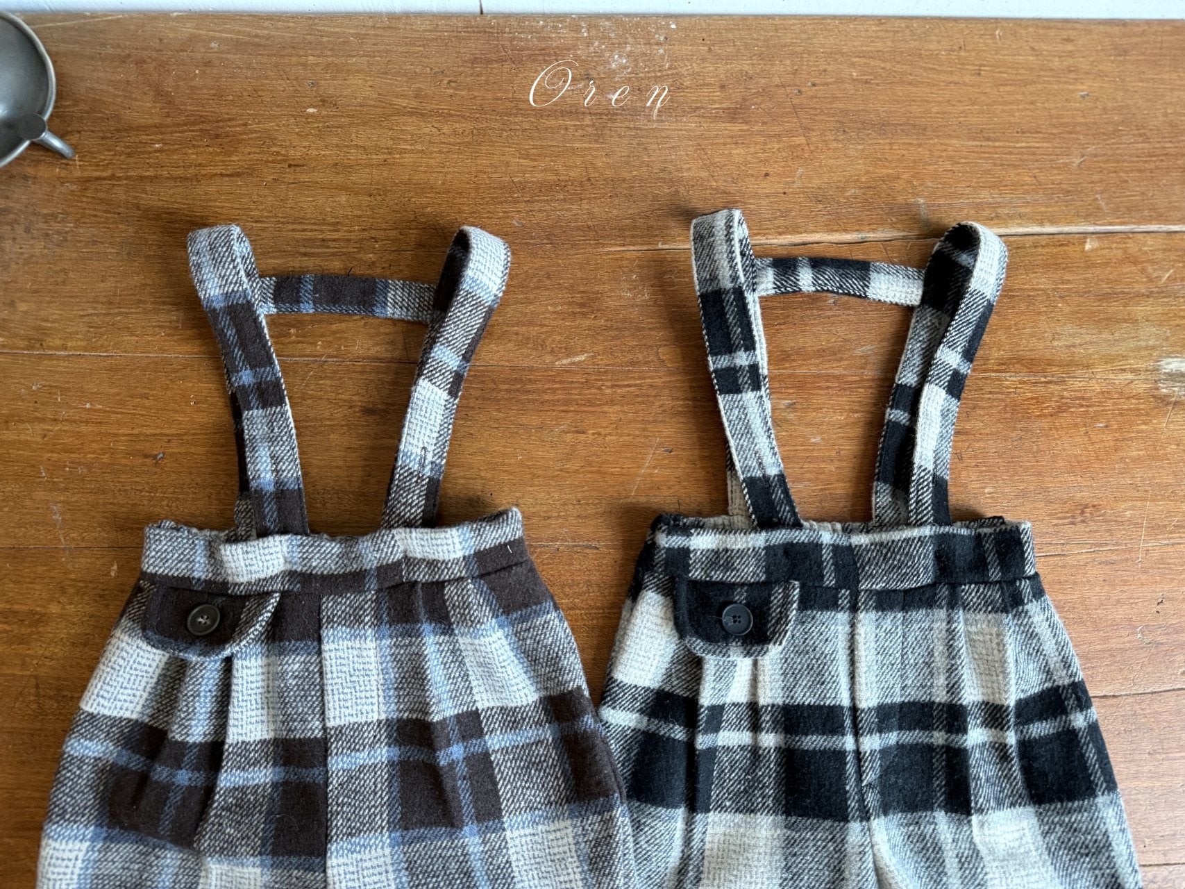 ［OREN］Brunel check suspender half pants