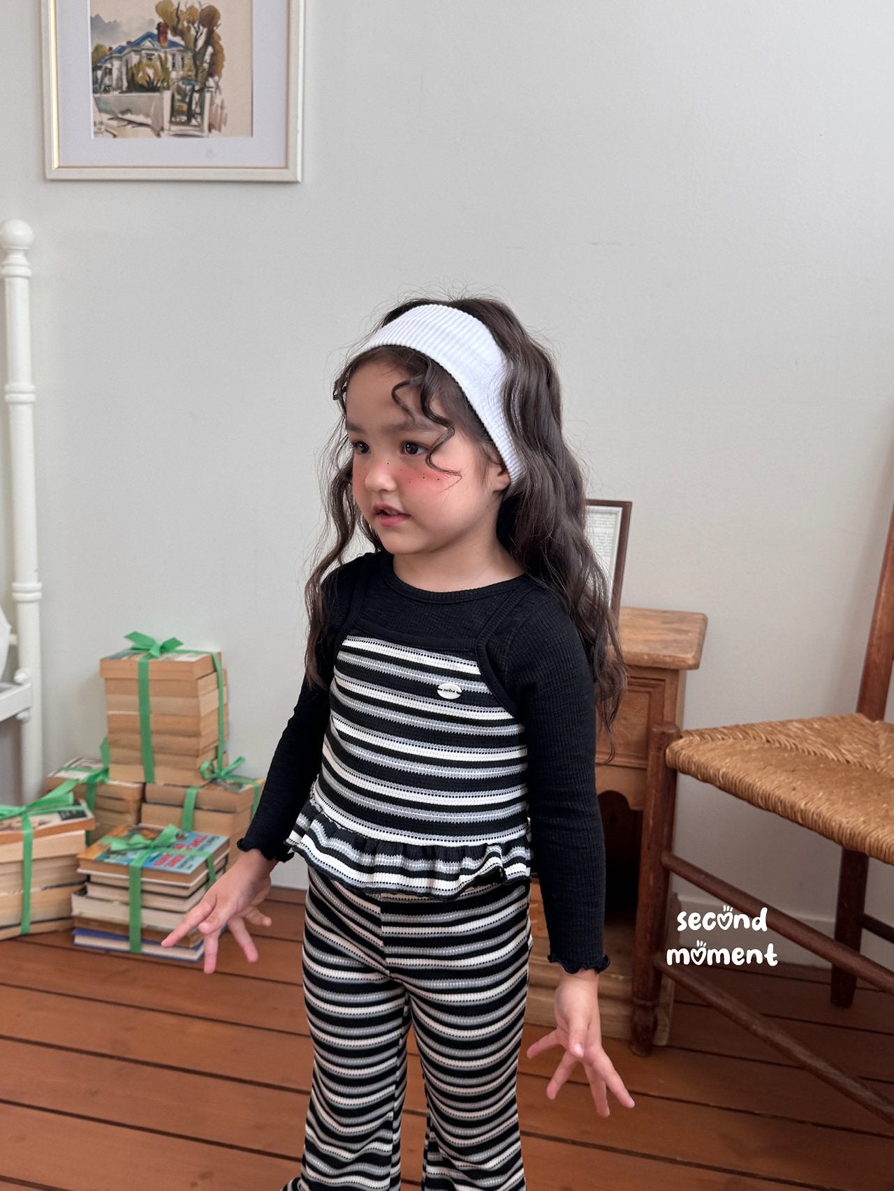 ［second moment］Peanut stripe frill pants