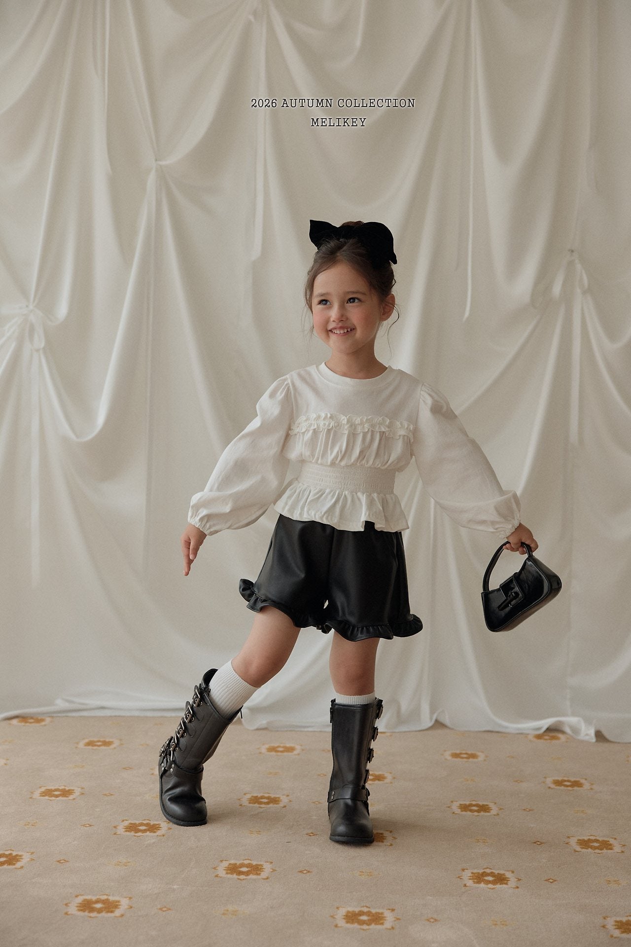 ［Melikey］Leather frill short pants