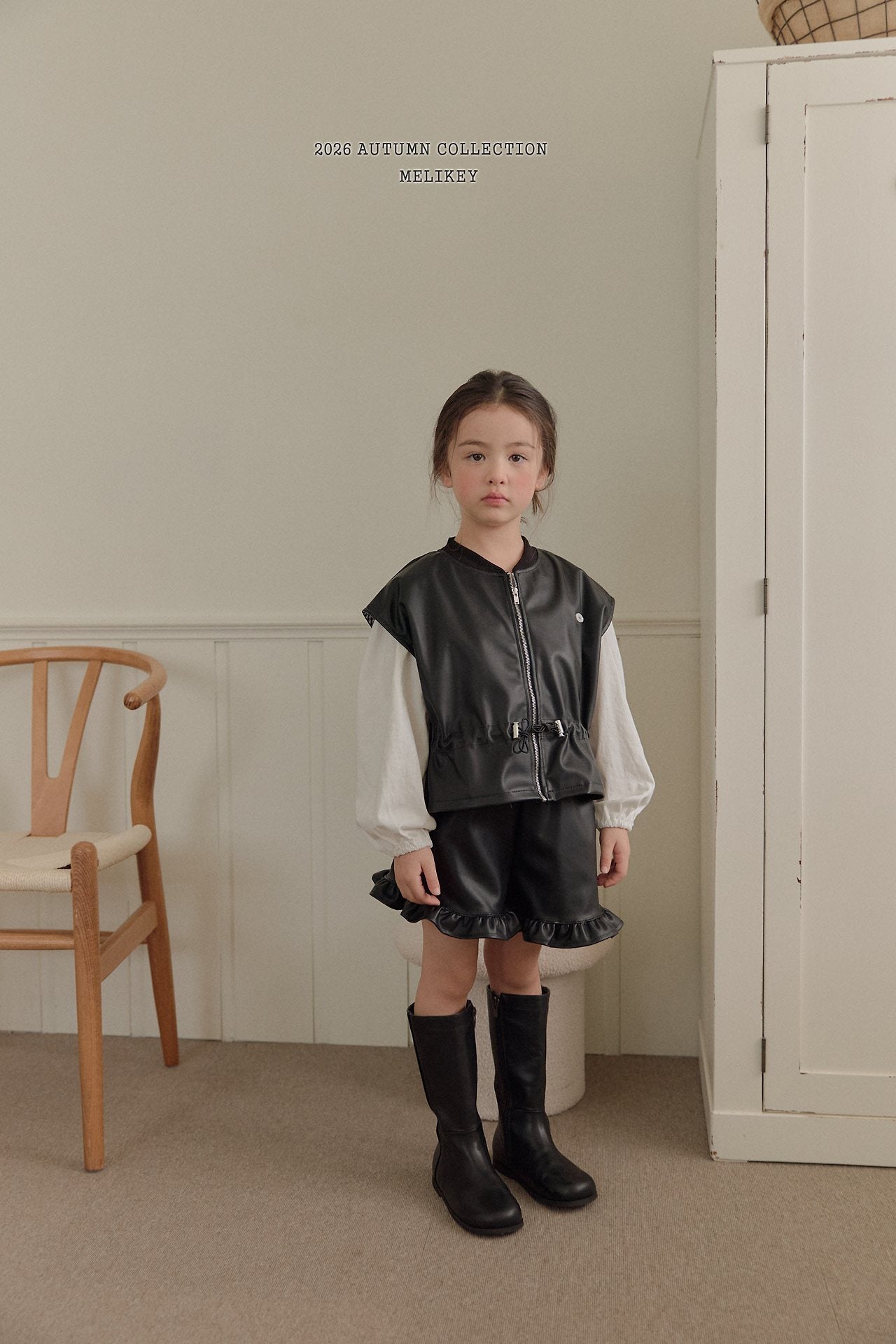 ［Melikey］Leather frill short pants