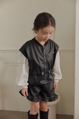 ［Melikey］Leather frill short pants