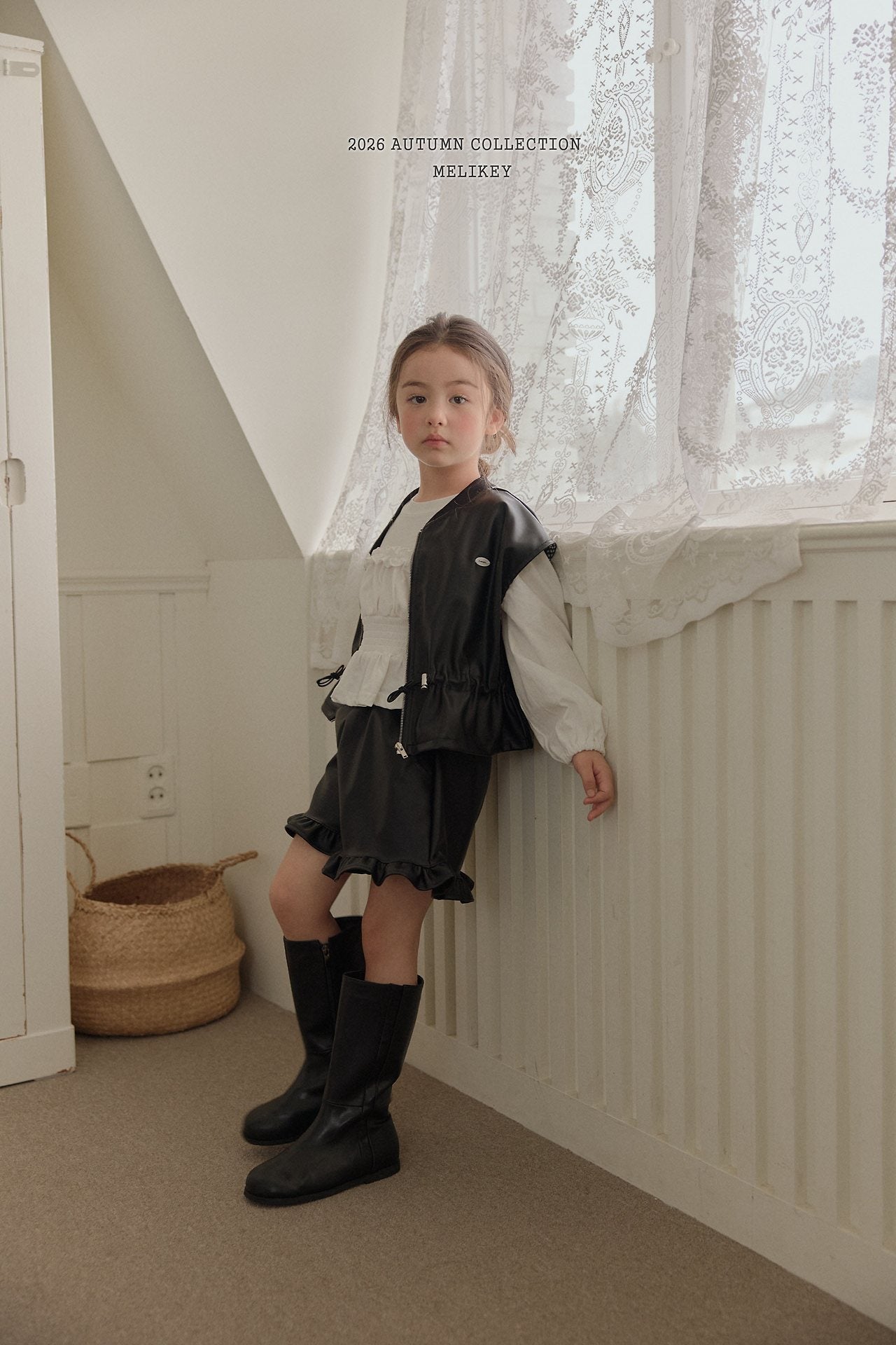 ［Melikey］Leather frill short pants