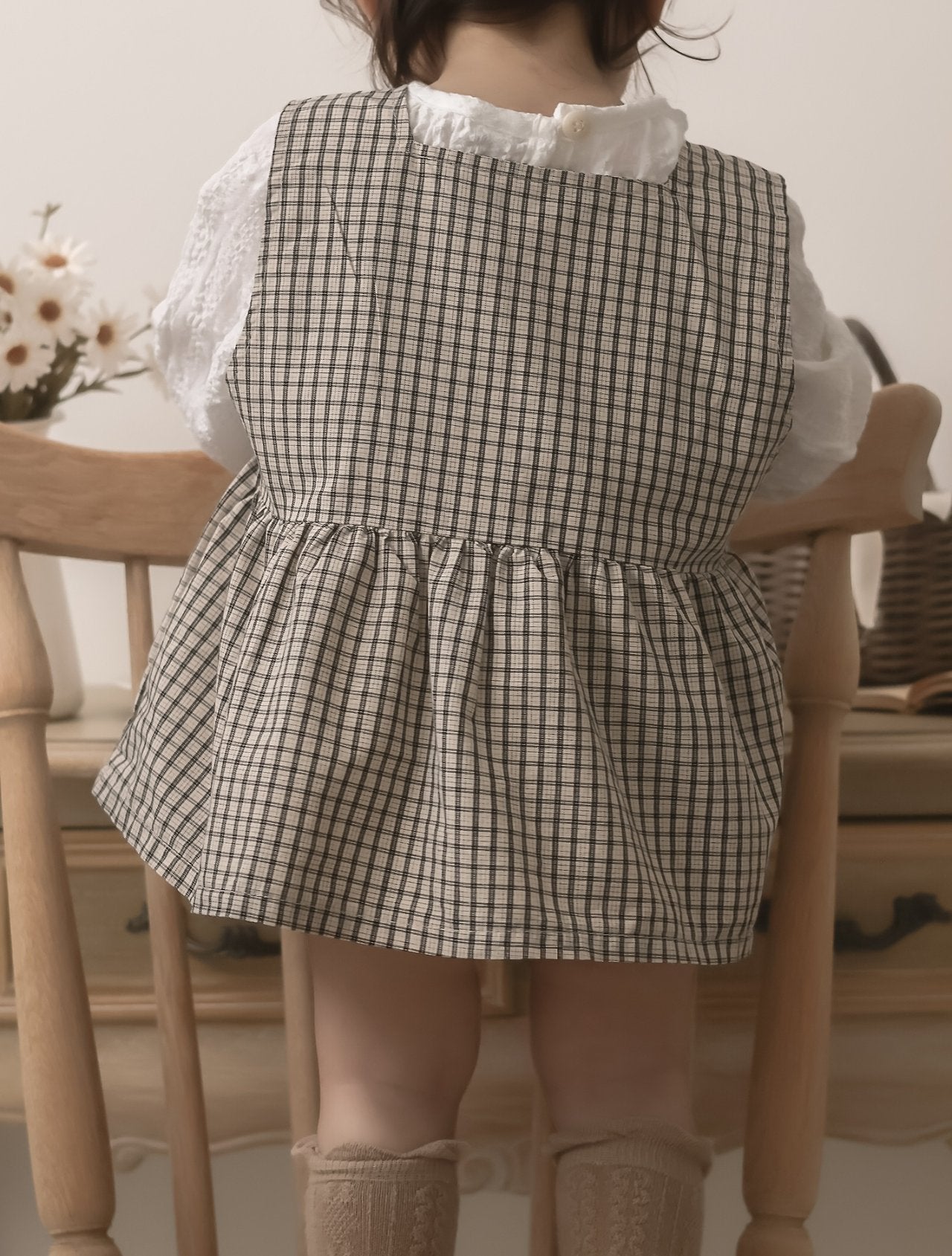 ［mimi market］Rona check suspender one-piece