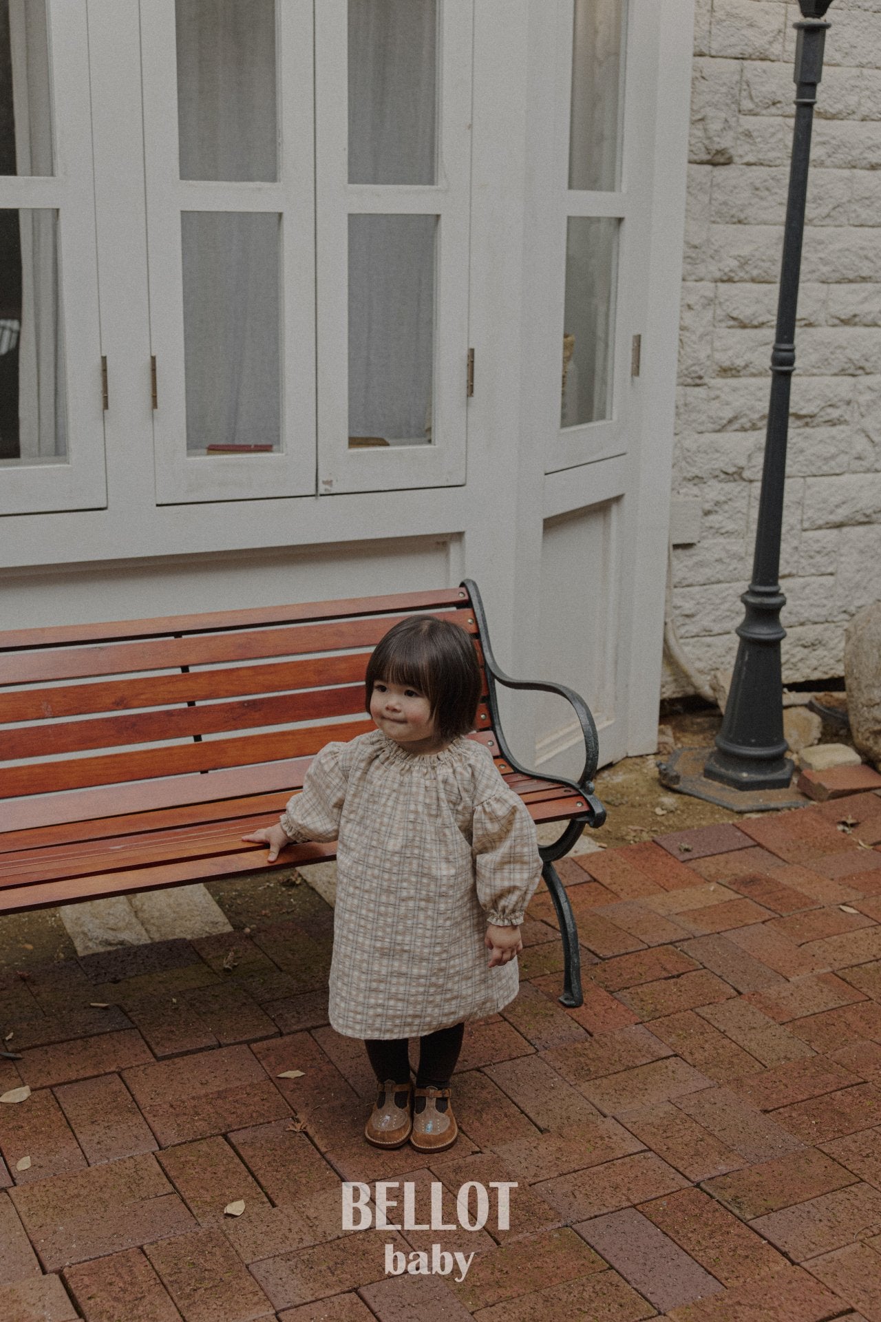 ［BELLOT］Peach check one-piece (baby)