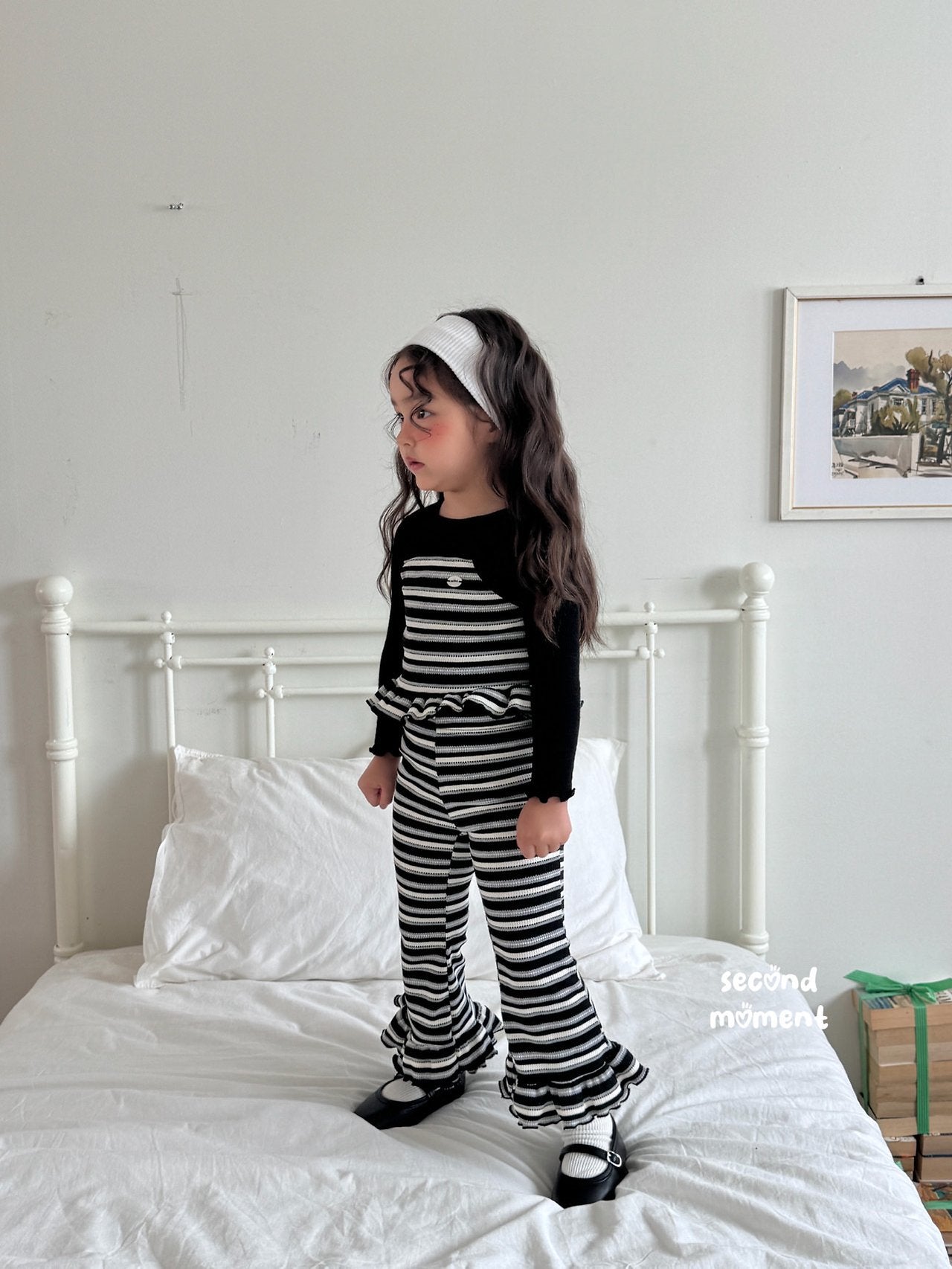［second moment］Peanut stripe frill pants
