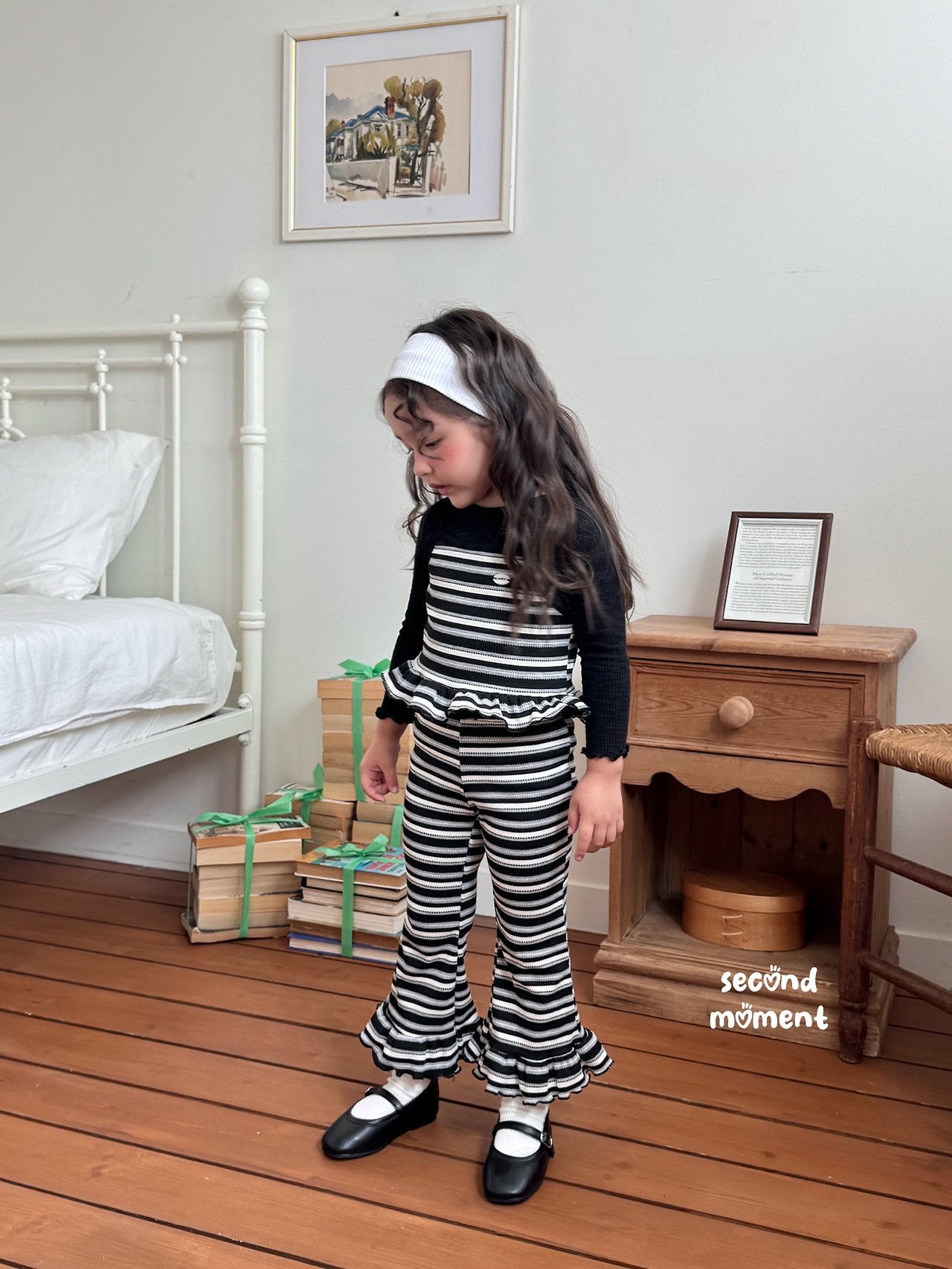 ［second moment］Peanut stripe frill pants