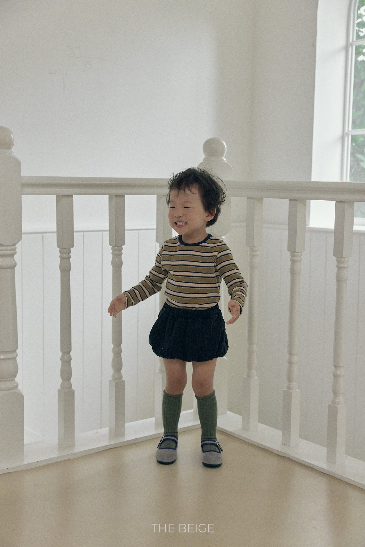 ［The beige］Multi Stripe Tee