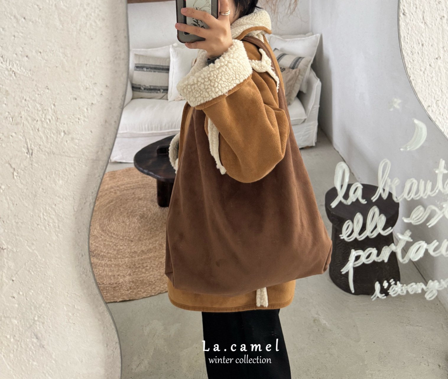 ［La.camel］Suede bag