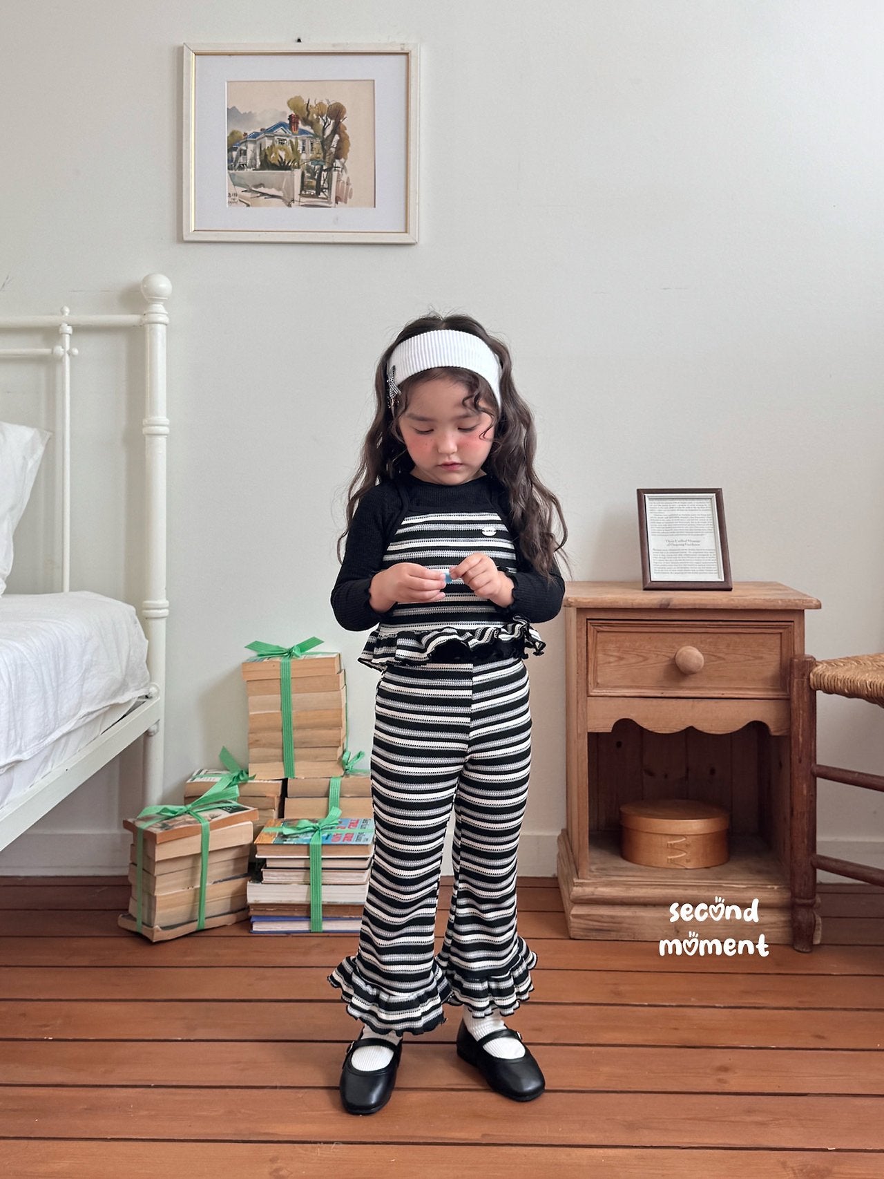 ［second moment］Peanut stripe frill pants