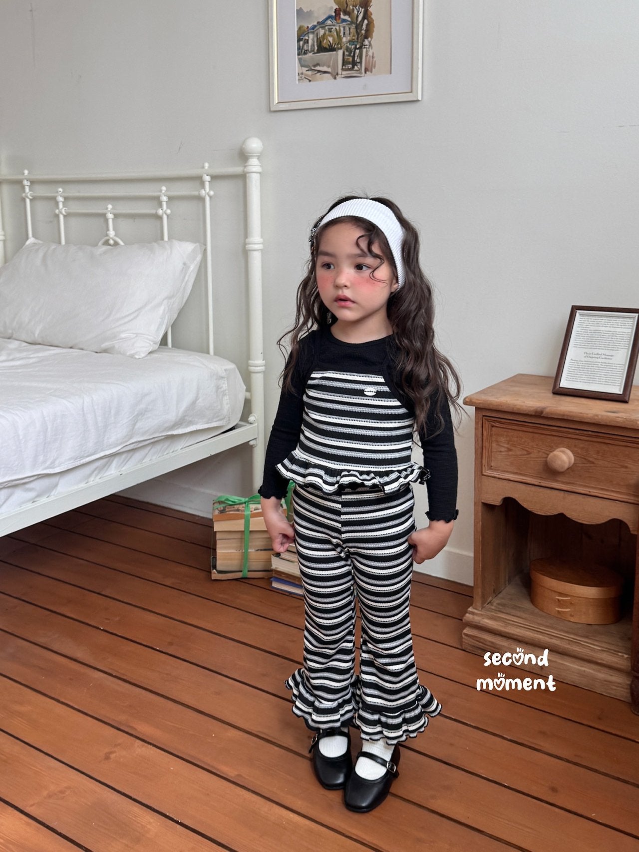 ［second moment］Peanut stripe frill pants