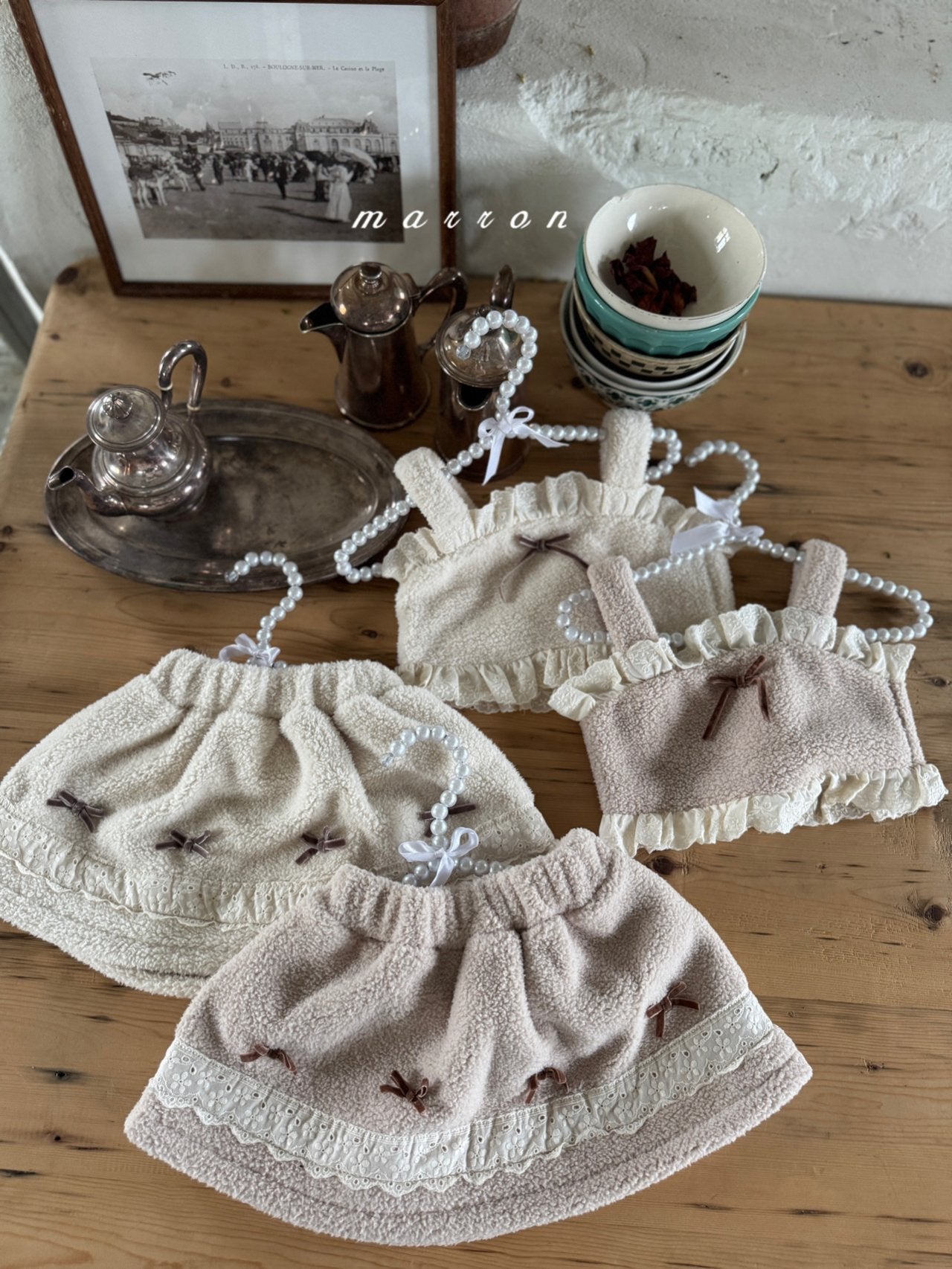 ［marron］Ribbon boa bustier