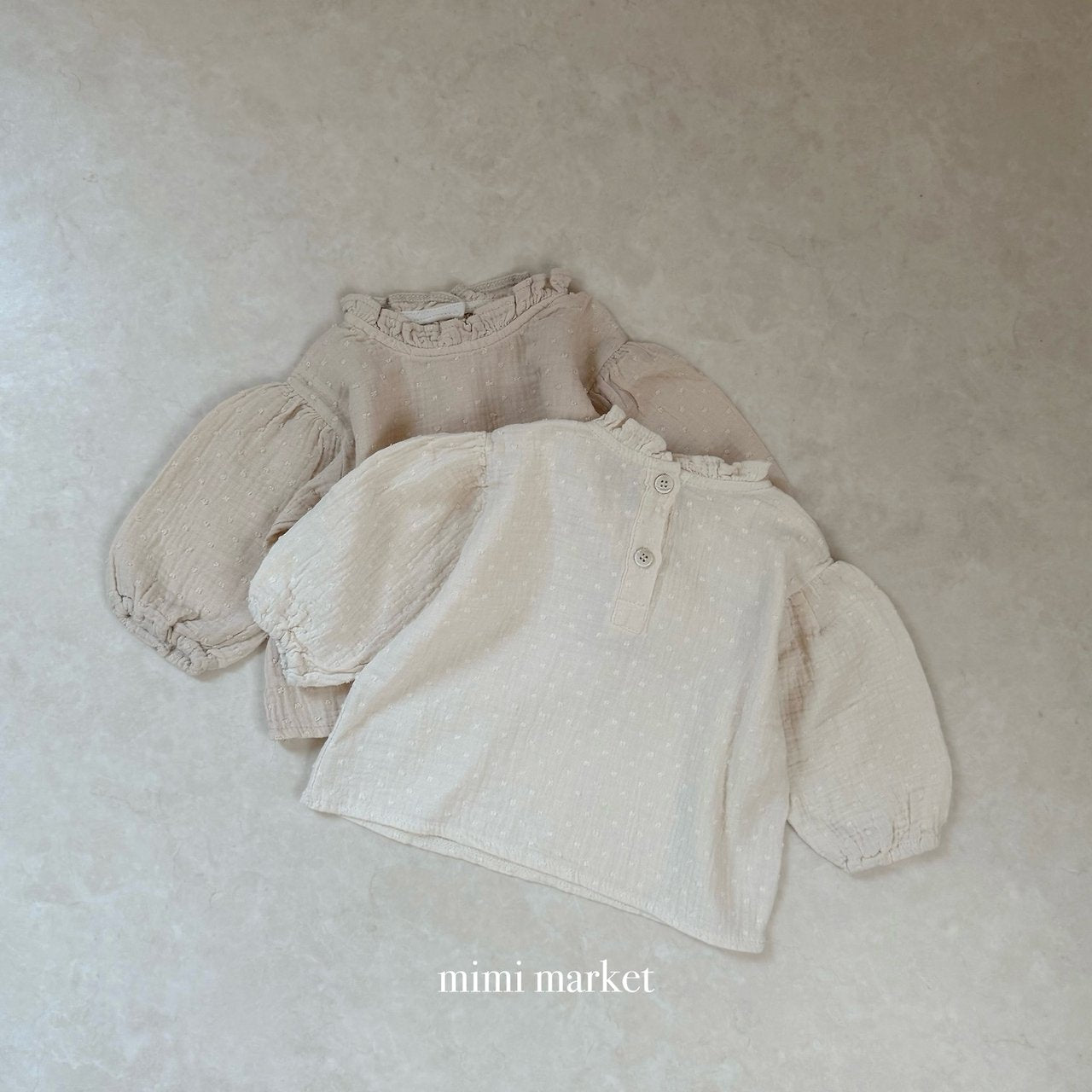 ［mimi market］Neck frill dot blouse