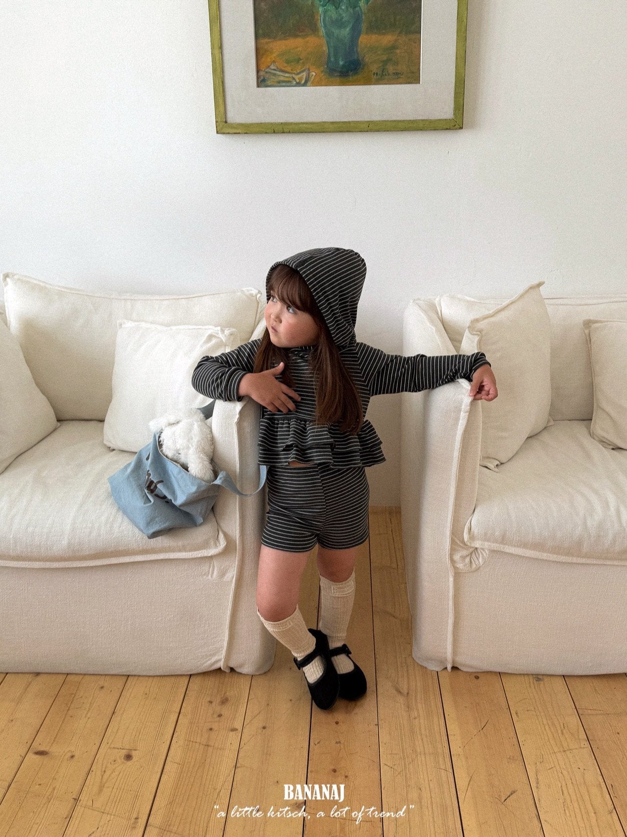 ［BANANAJ］Stripe frill hoodie