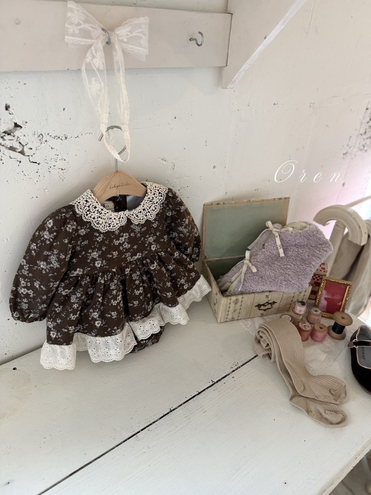 ［OREN］Selena flower padding rompers (1oz)