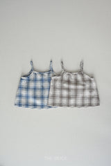 ［The beige］Check camisole tops