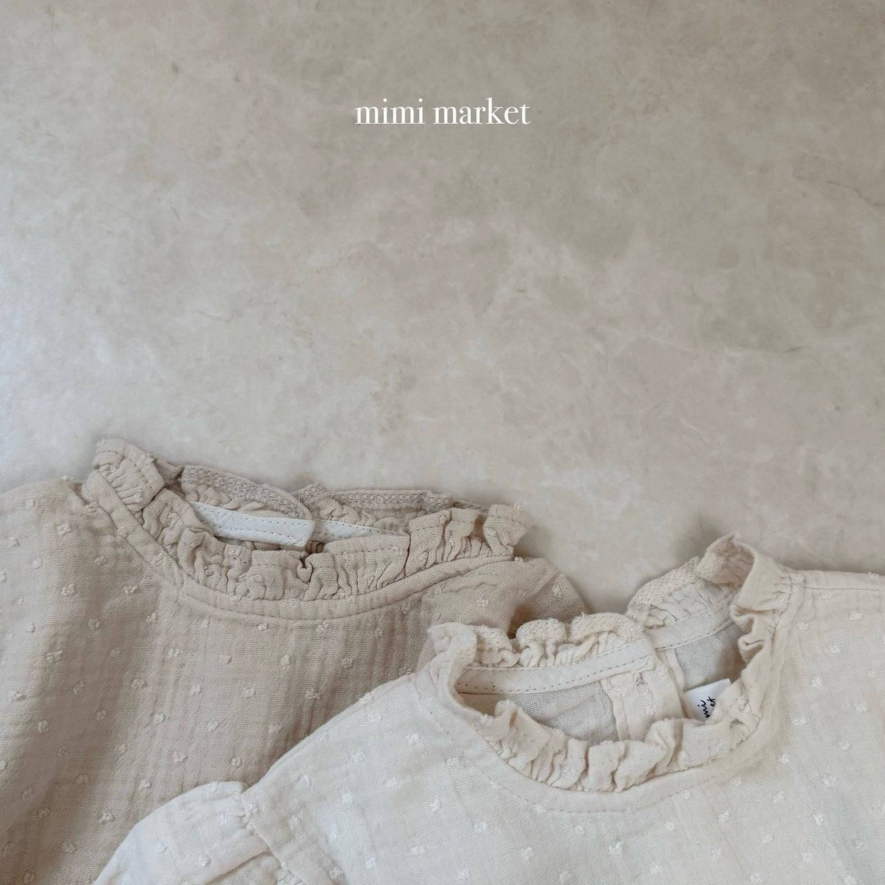 ［mimi market］Neck frill dot blouse