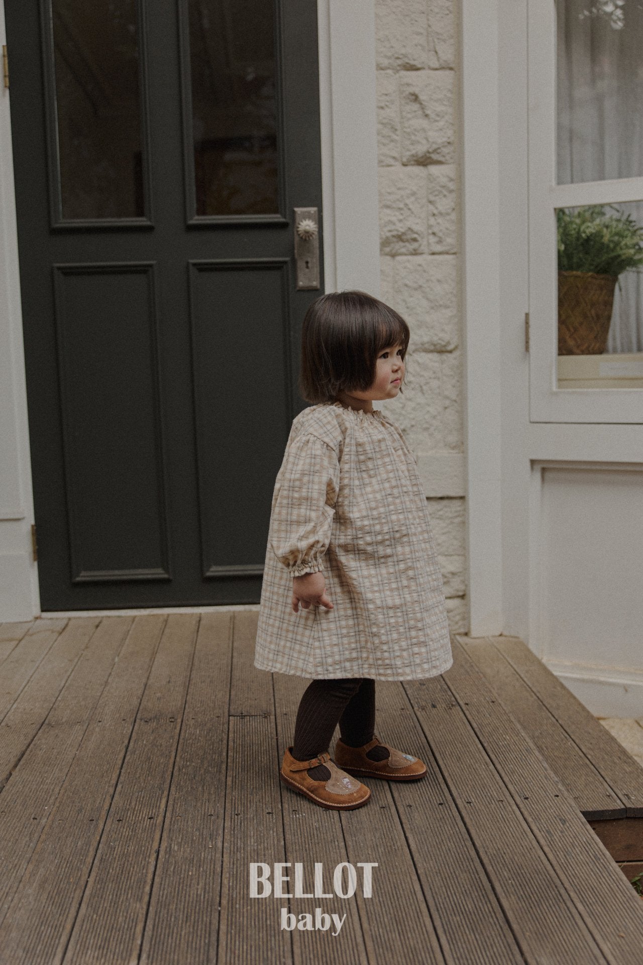 ［BELLOT］Peach check one-piece (baby)