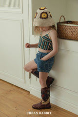［URBAN RABBIT］Bohemian knit top