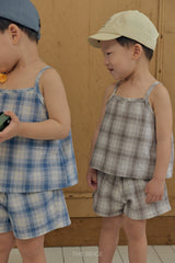 ［The beige］Check camisole tops