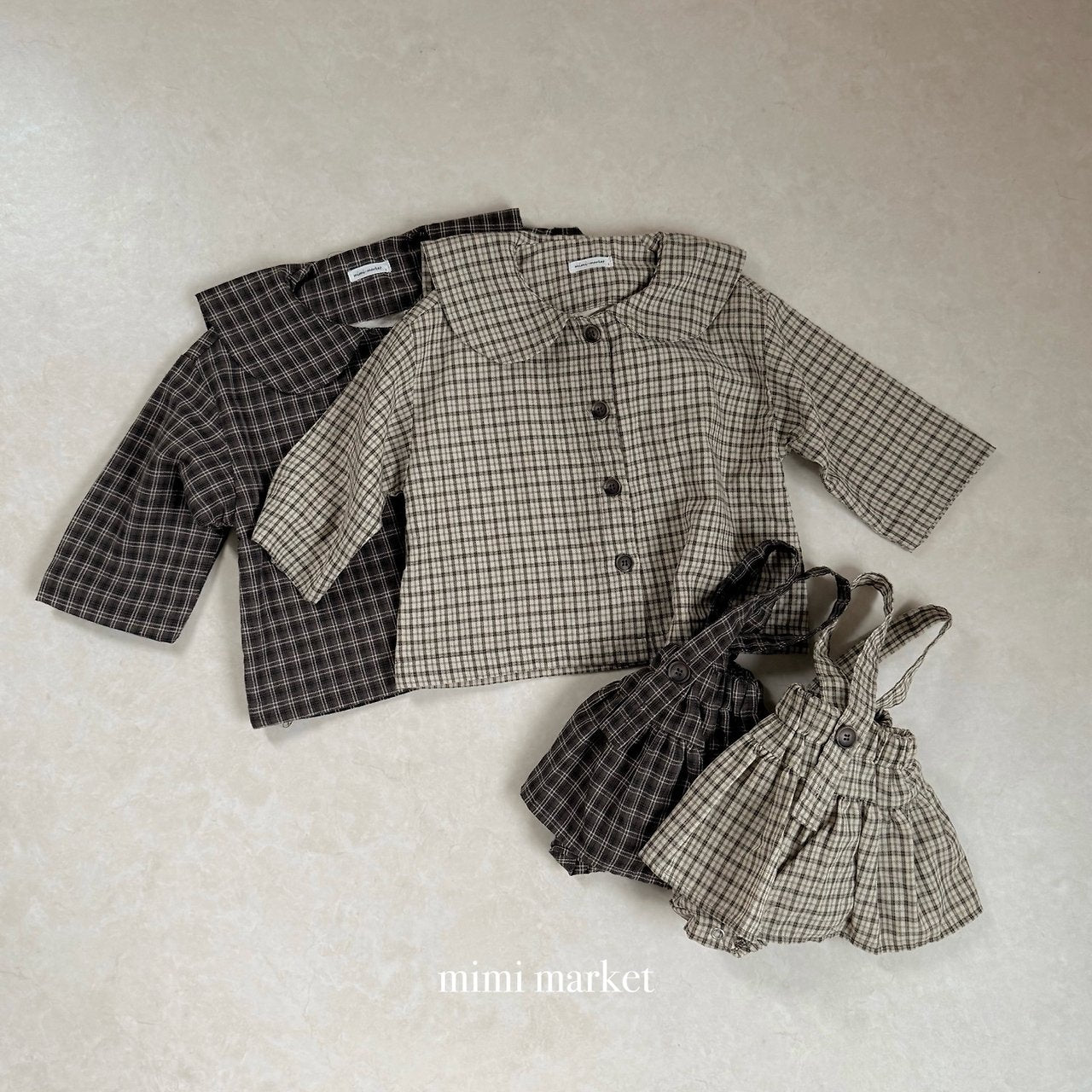 ［mimi market］Rona chek supender skirt