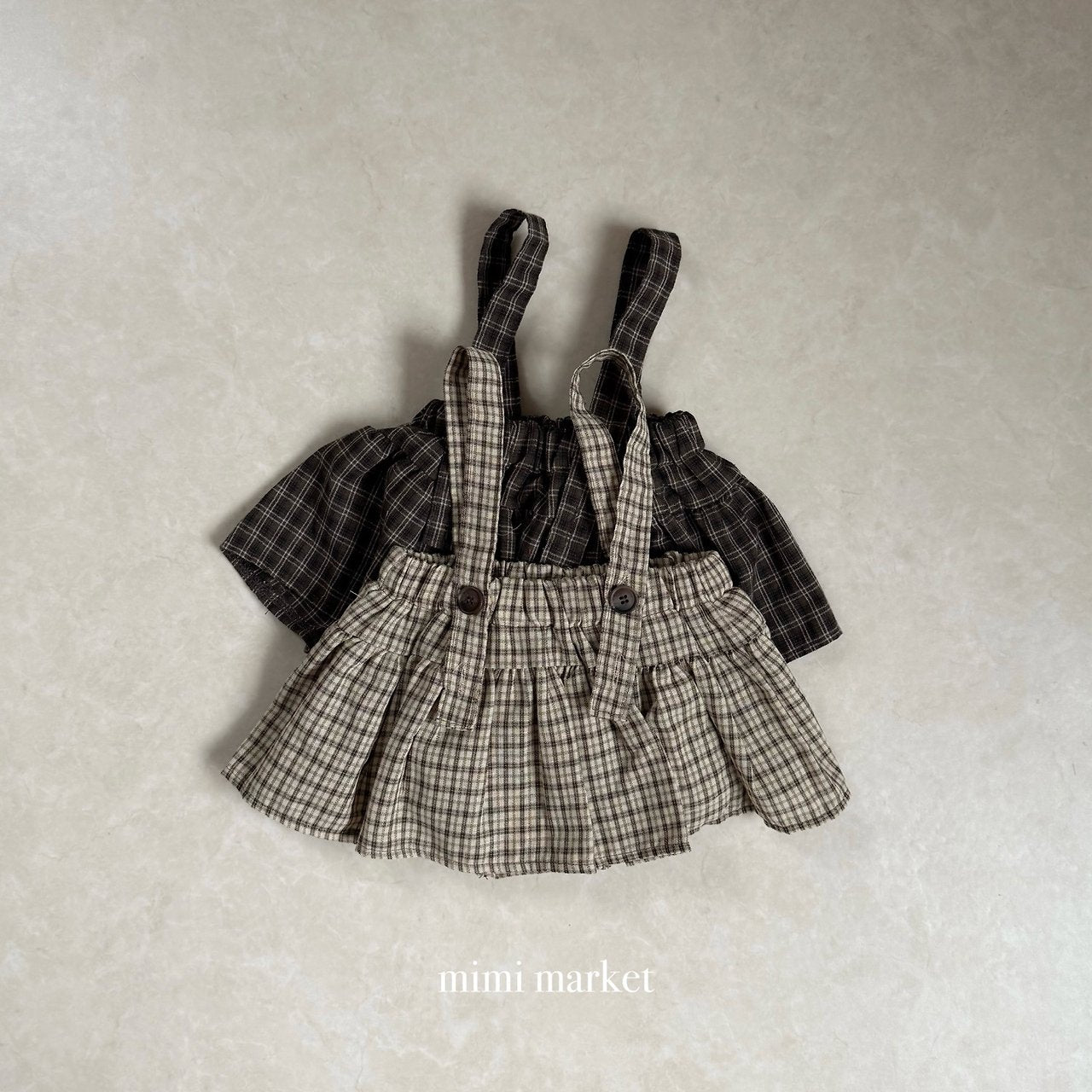 ［mimi market］Rona chek supender skirt