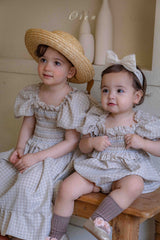 ［OREN］Noye check smock rompers