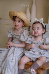 ［OREN］Noye check smock rompers
