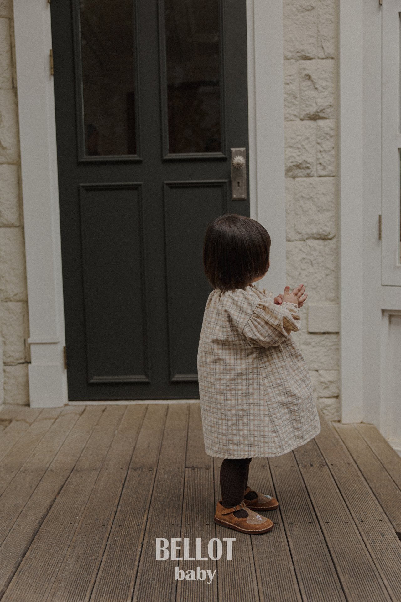 ［BELLOT］Peach check one-piece (baby)