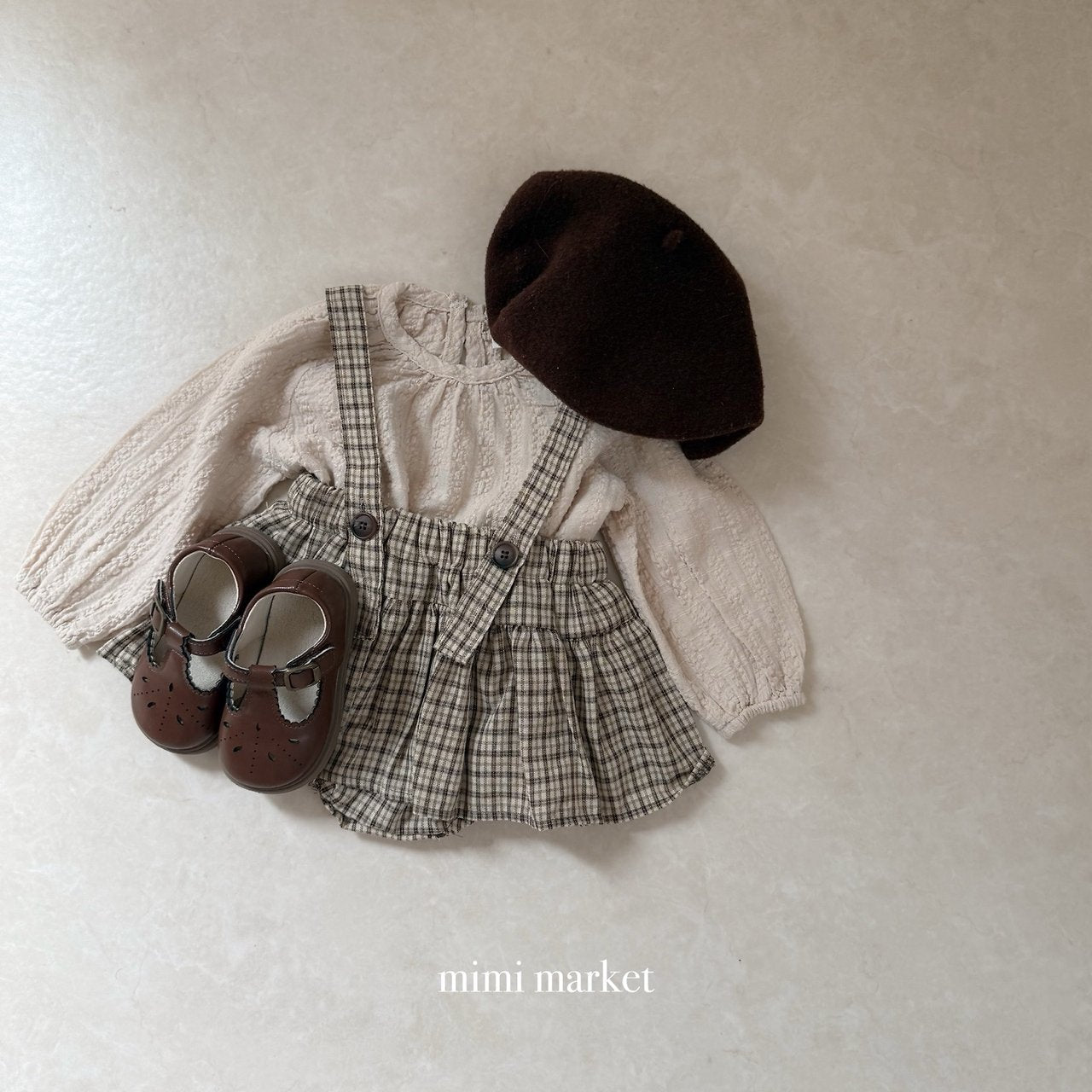 ［mimi market］Rona chek supender skirt
