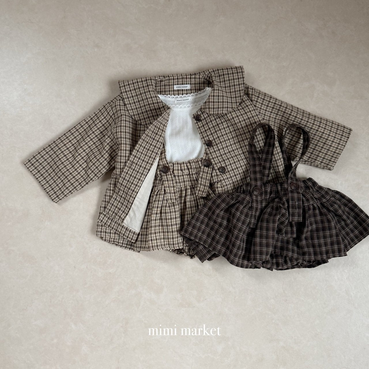 ［mimi market］Rona chek supender skirt