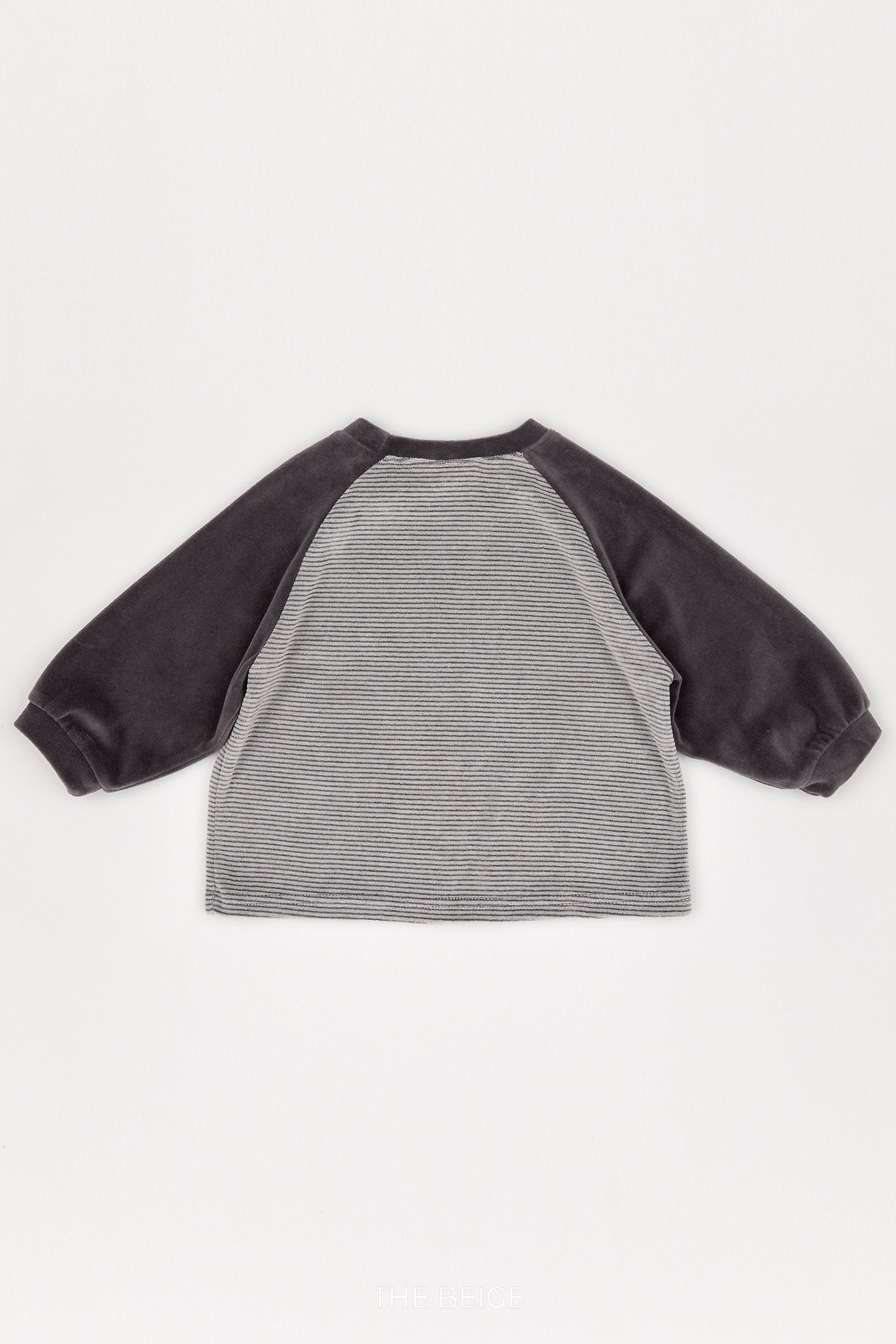 ［The beige］Velvet Striped Tee