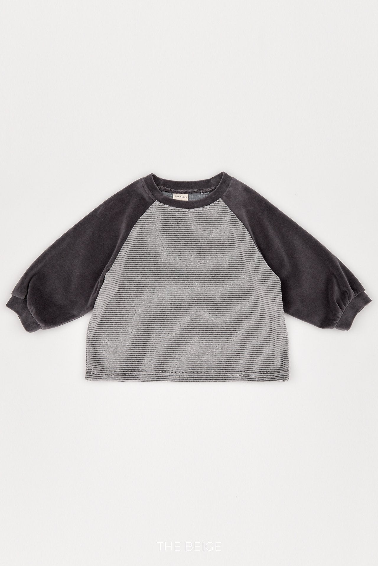 ［The beige］Velvet Striped Tee