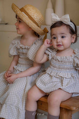 ［OREN］Noye check smock rompers