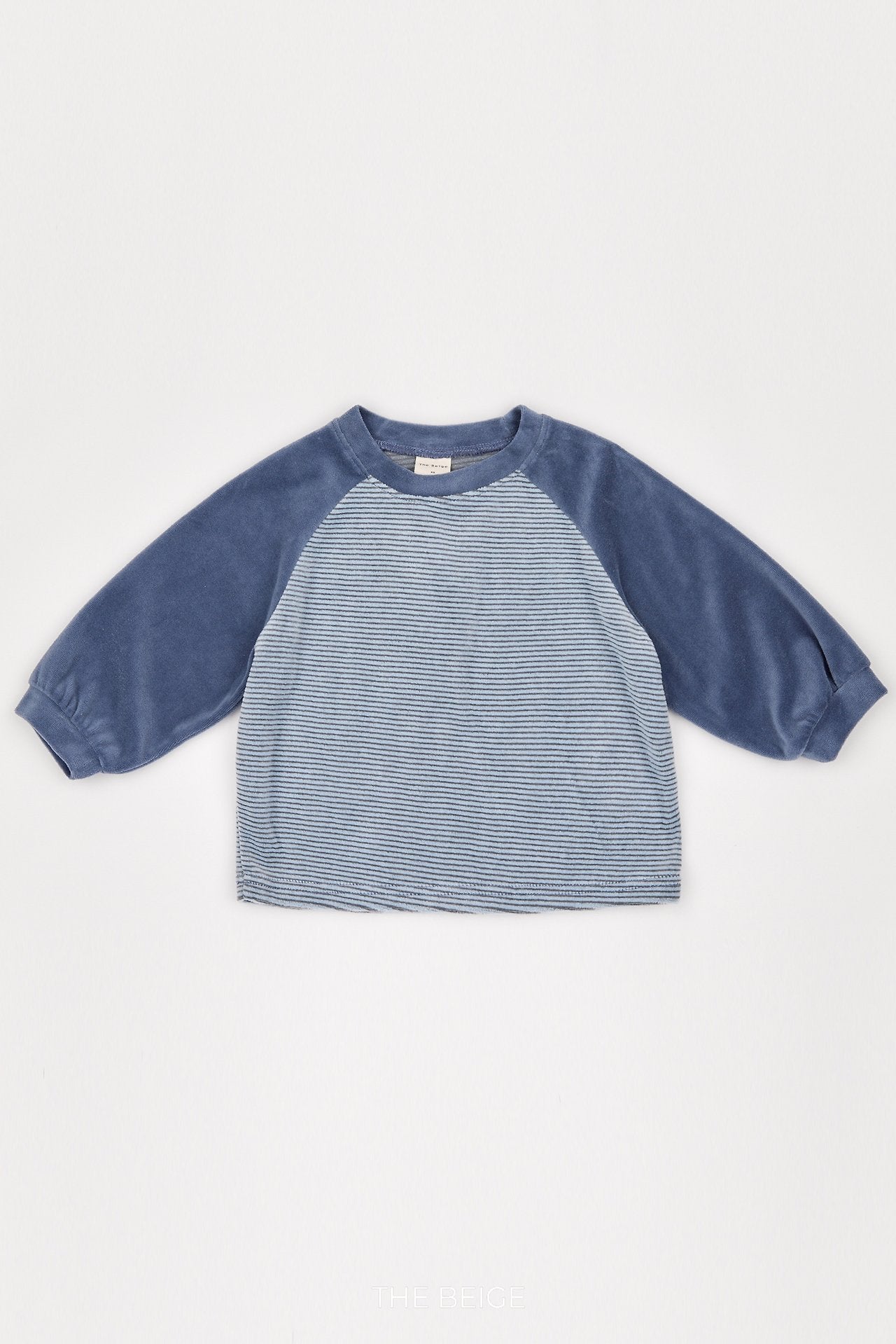 ［The beige］Velvet Striped Tee