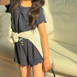 ［ninibello］Mellow eyelet tee