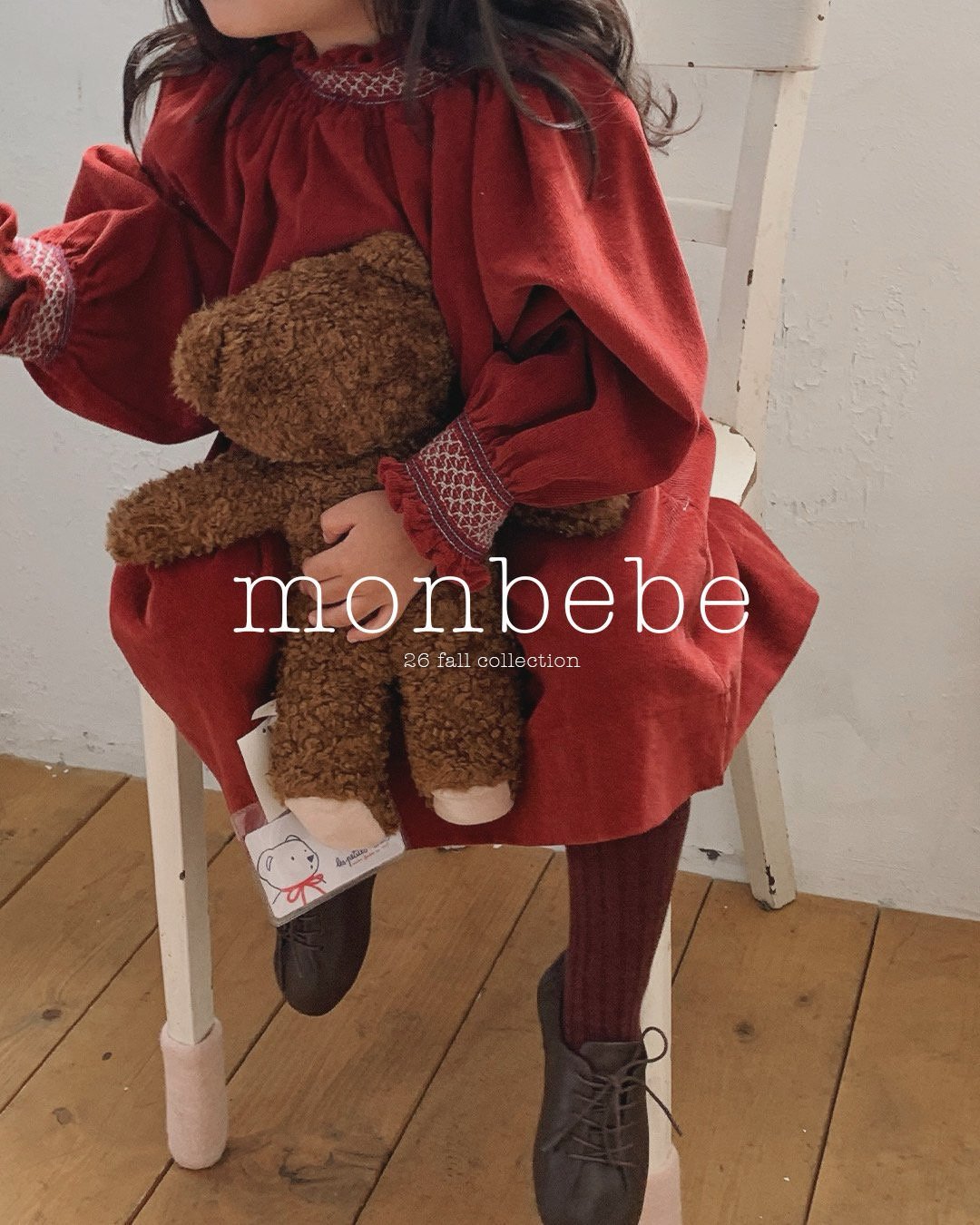 [monbebe] Corduroy smock one-piece