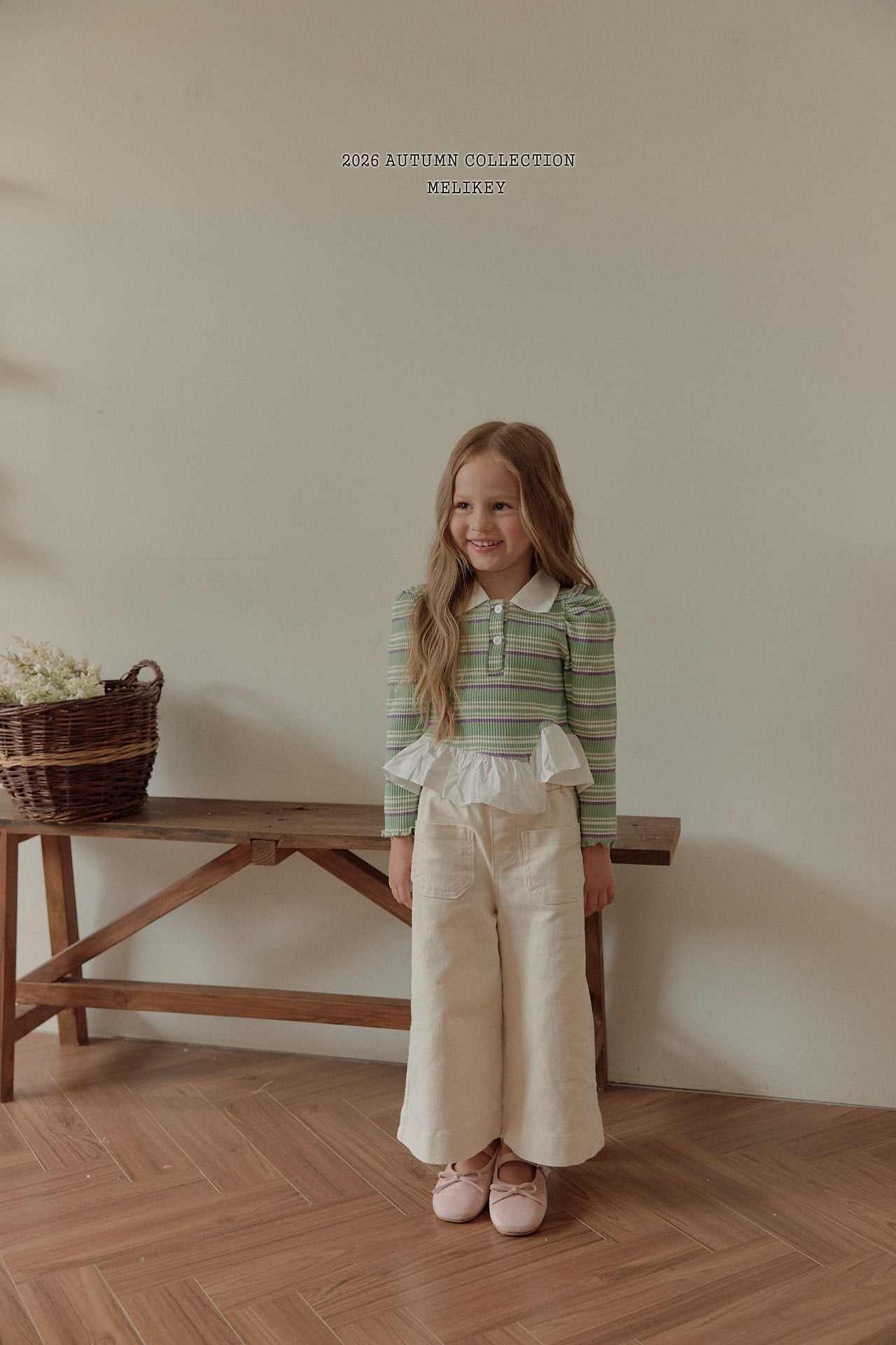 ［Melikey］Stripe collar frill tops