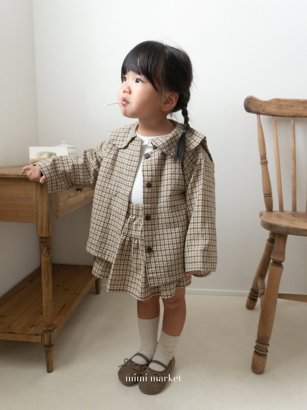 ［mimi market］Rona chek supender skirt