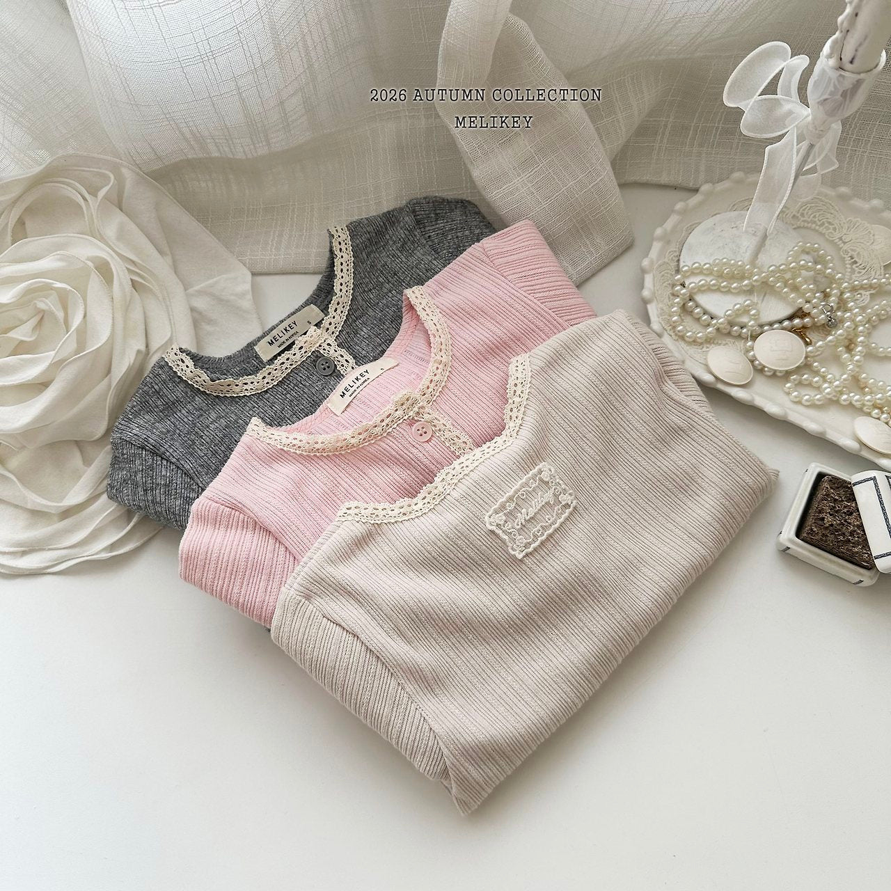 ［Melikey］Natural lace cardigan