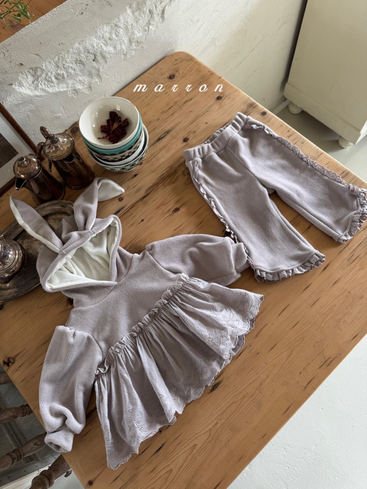 ［marron］Bunny lace hoodie