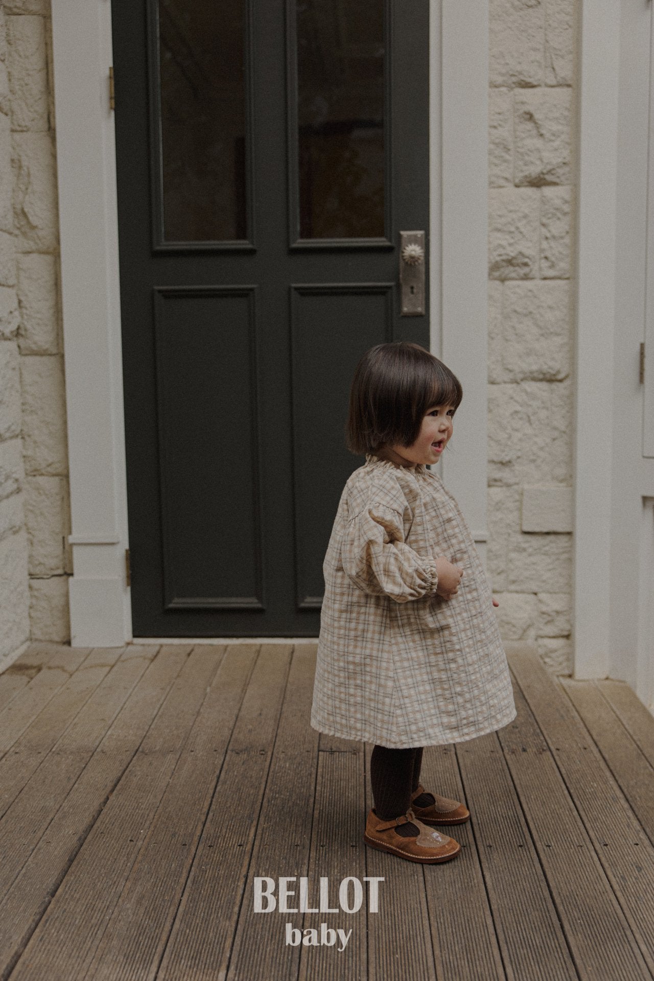 ［BELLOT］Peach check one-piece (baby)