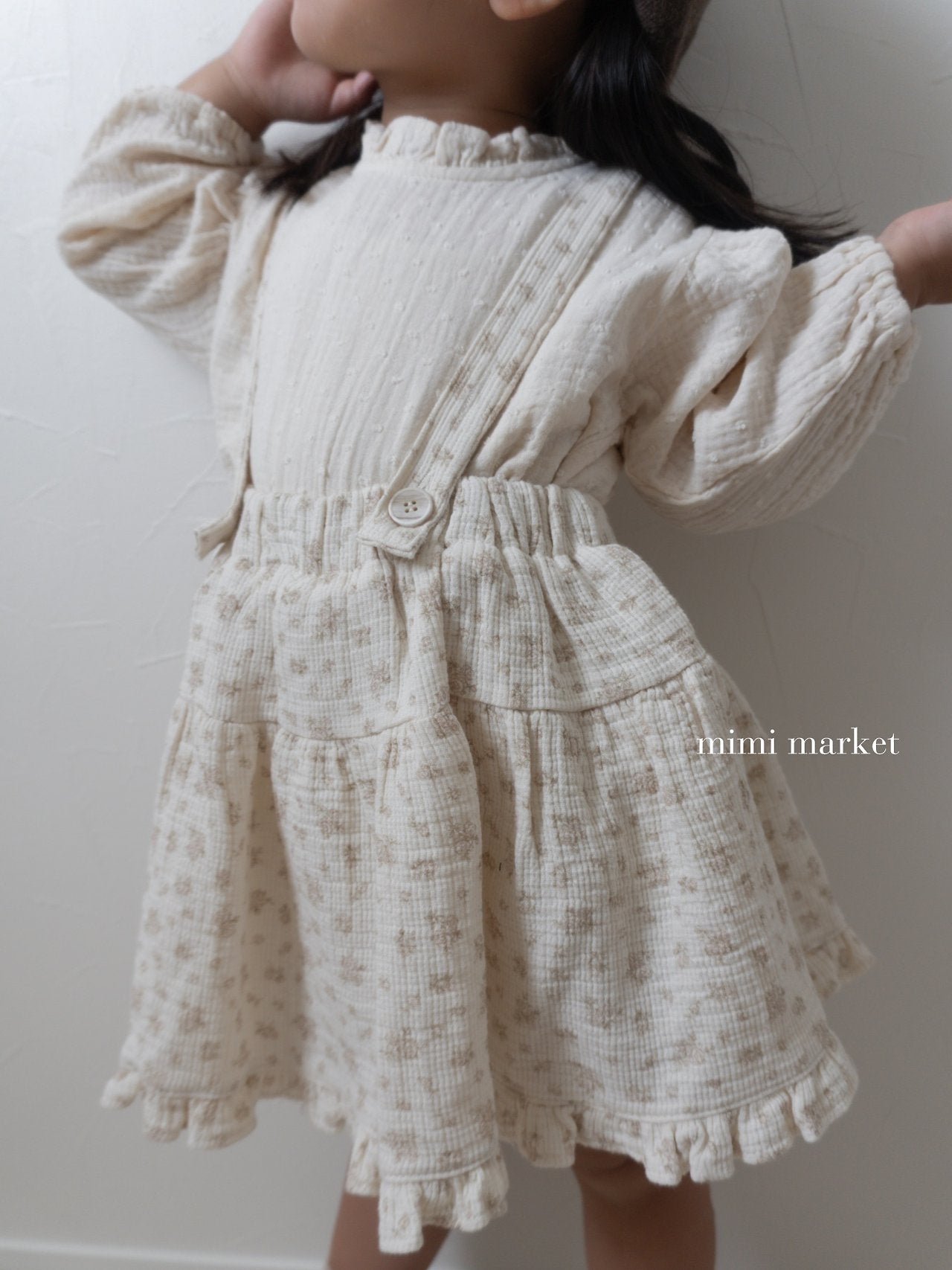 ［mimi market］Neck frill dot blouse