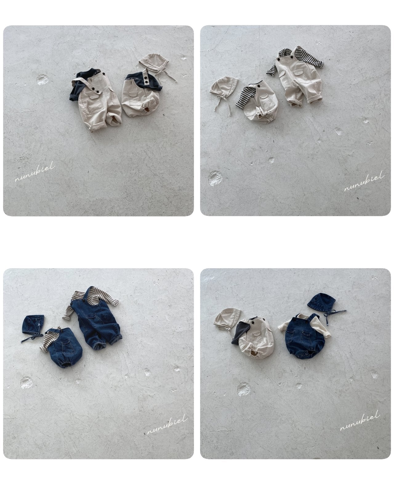 ［nunubiel］Pocket denim suit & bonnet
