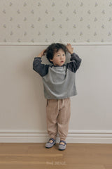 ［The beige］Velvet Striped Tee
