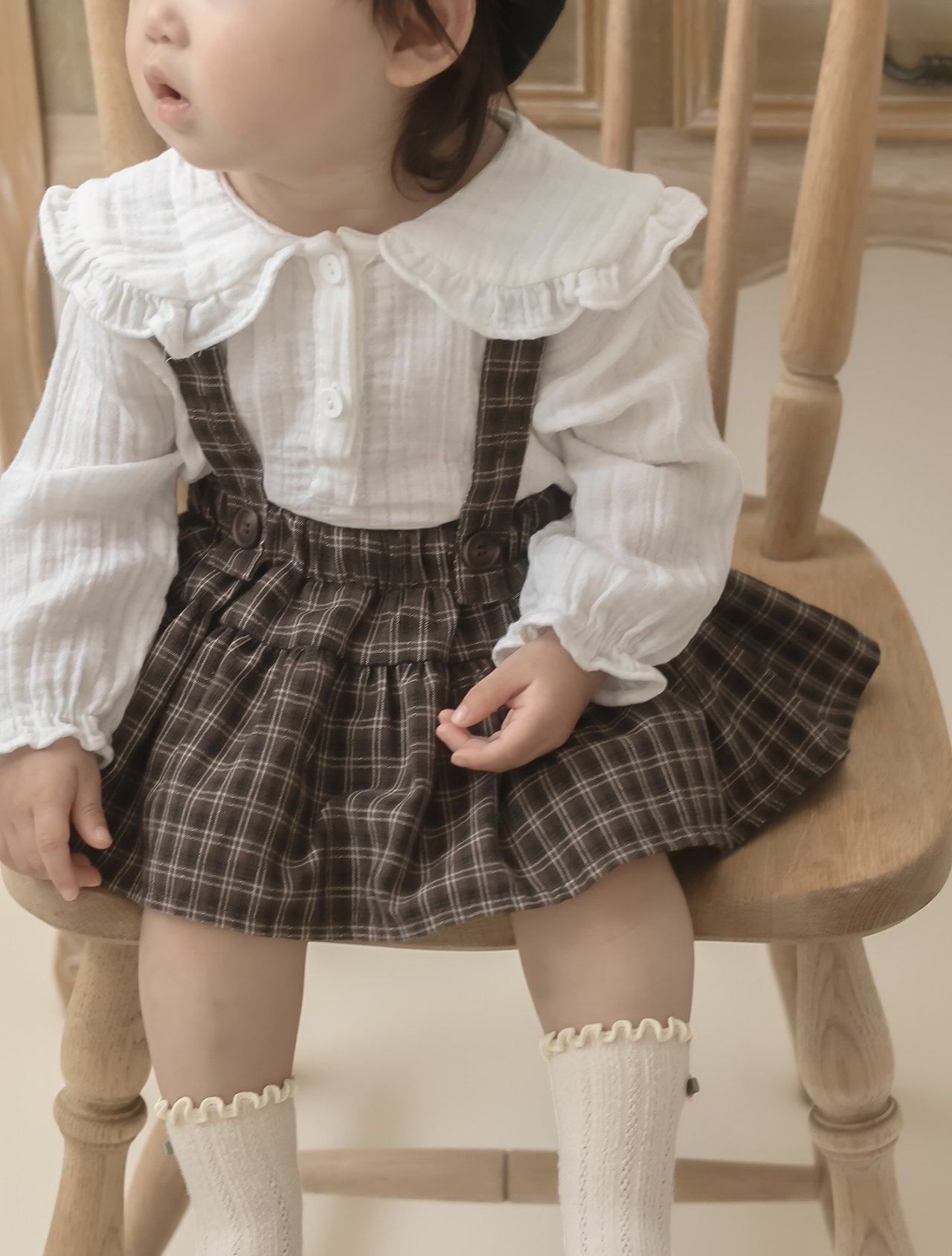 ［mimi market］Rona chek supender skirt