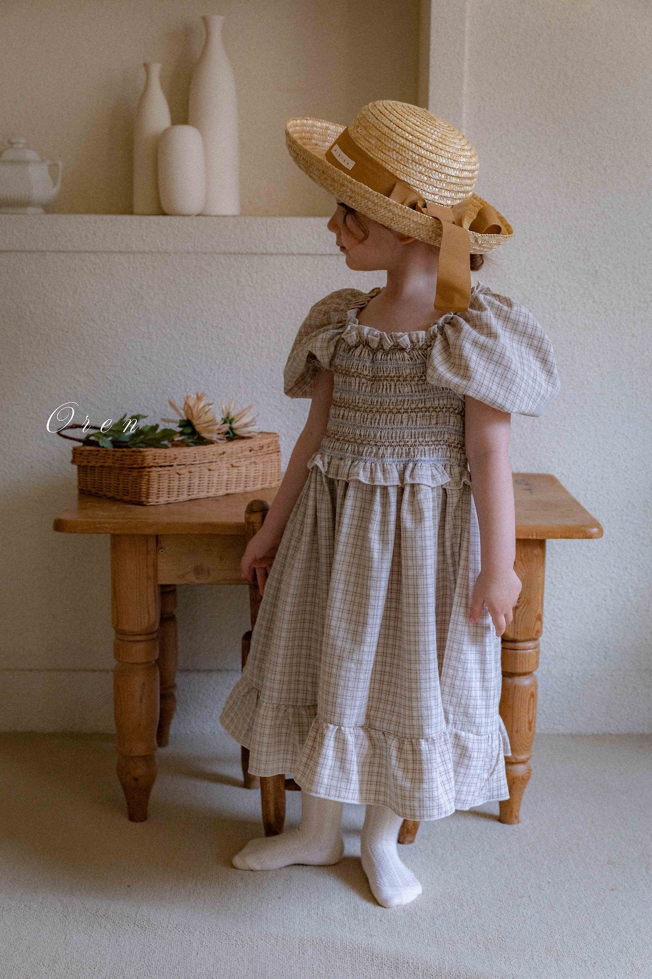 ［OREN］Noye check smock one-piece
