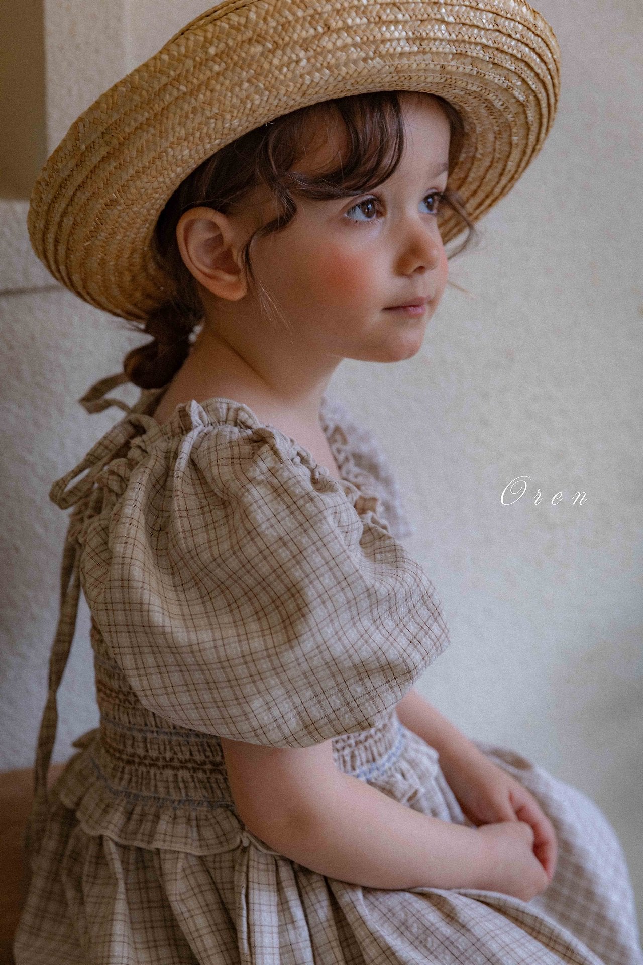 ［OREN］Noye check smock one-piece