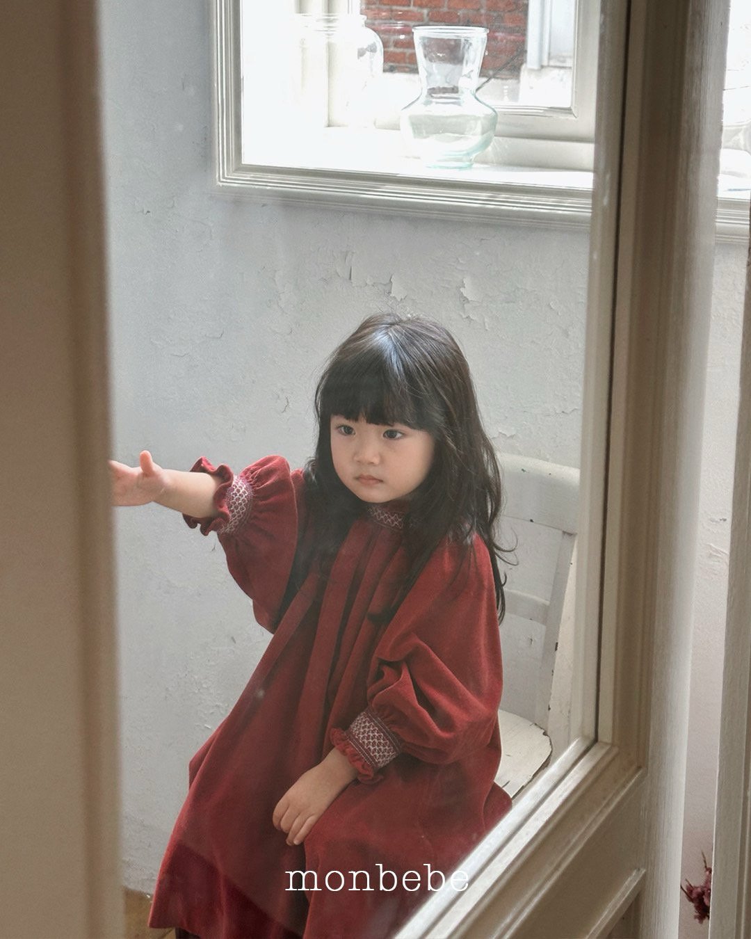 [monbebe] Corduroy smock one-piece