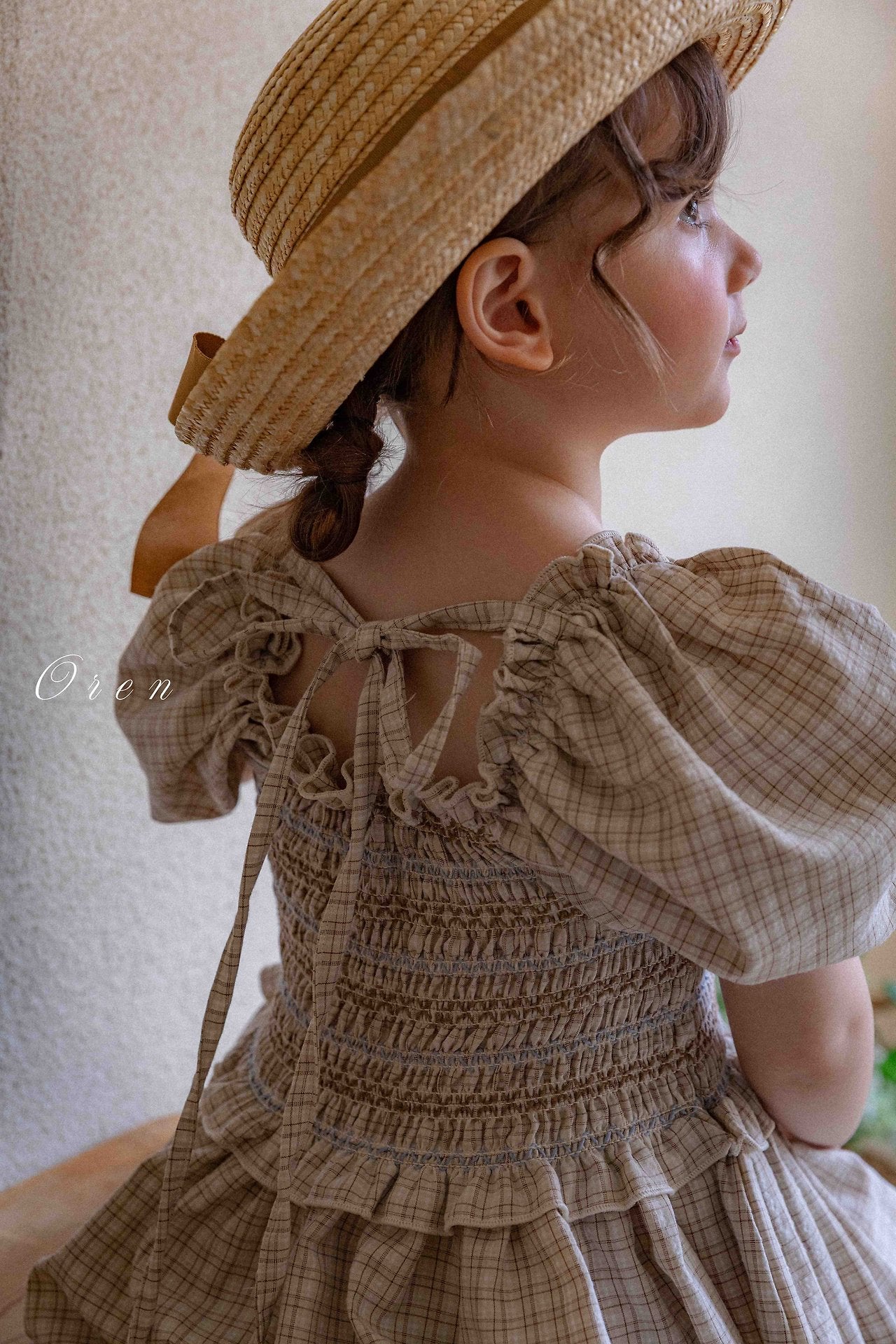 ［OREN］Noye check smock one-piece