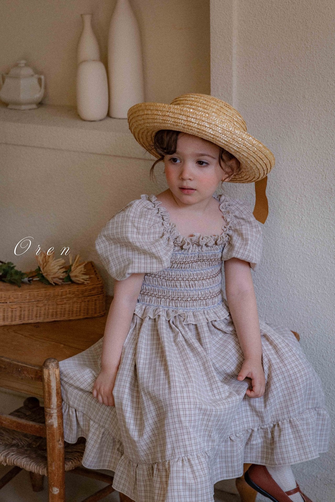［OREN］Noye check smock one-piece